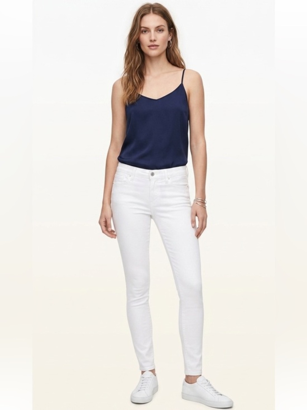 New Highrise Cotton Blend Denim Bermuda Jean Shorts